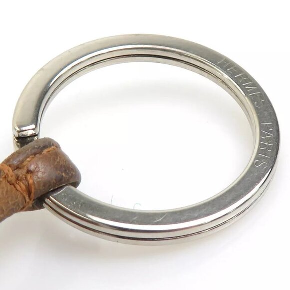 Auth HERMES Carmen Key Ring Holder Brown/Silver Leather/Metal - e60125a - Picture 8 of 9